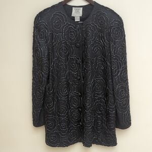 Beautiful Beaded Black Carmen Marc Valvo Suit